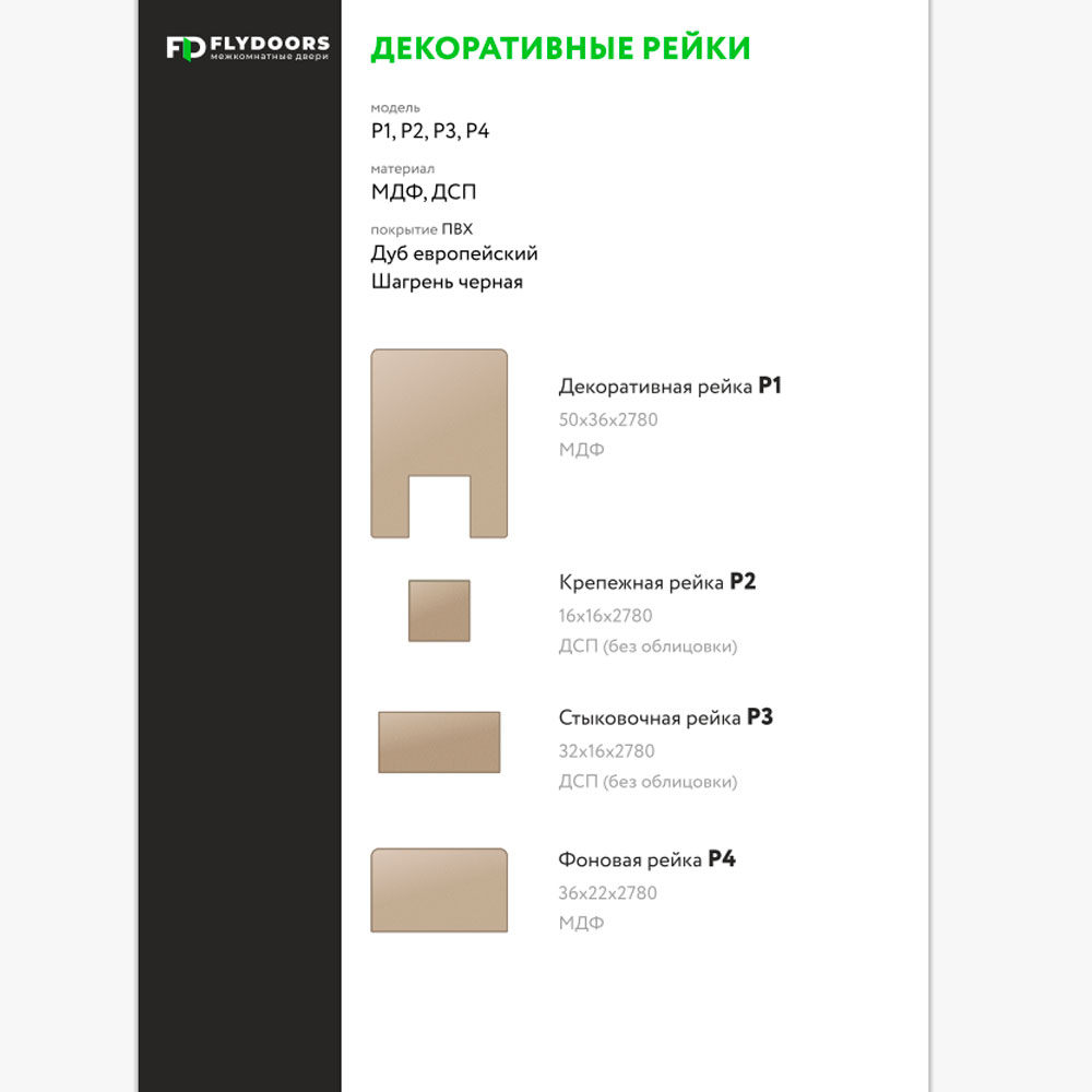 Рейка декоративная Р1 ПВХ