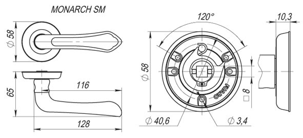 Ручка раздельная MONARCH MAB-6